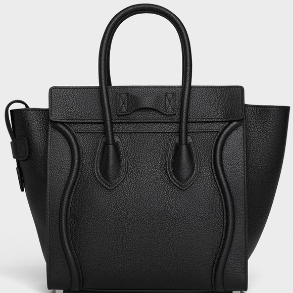 Celine micro luggage in drummed calfskin black - Picture 3 of 4